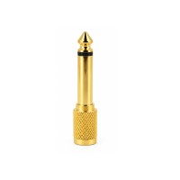 Adaptador Plug Jack 6.35mm Mono Macho a Hembra Dorado X6.5-1